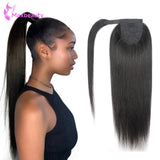 Straight Wrap Around Ponytail Human Hair Extensions Natural Color Hairpiece Brazilian Remy Hair Clip In Ponytail Hair Extensions