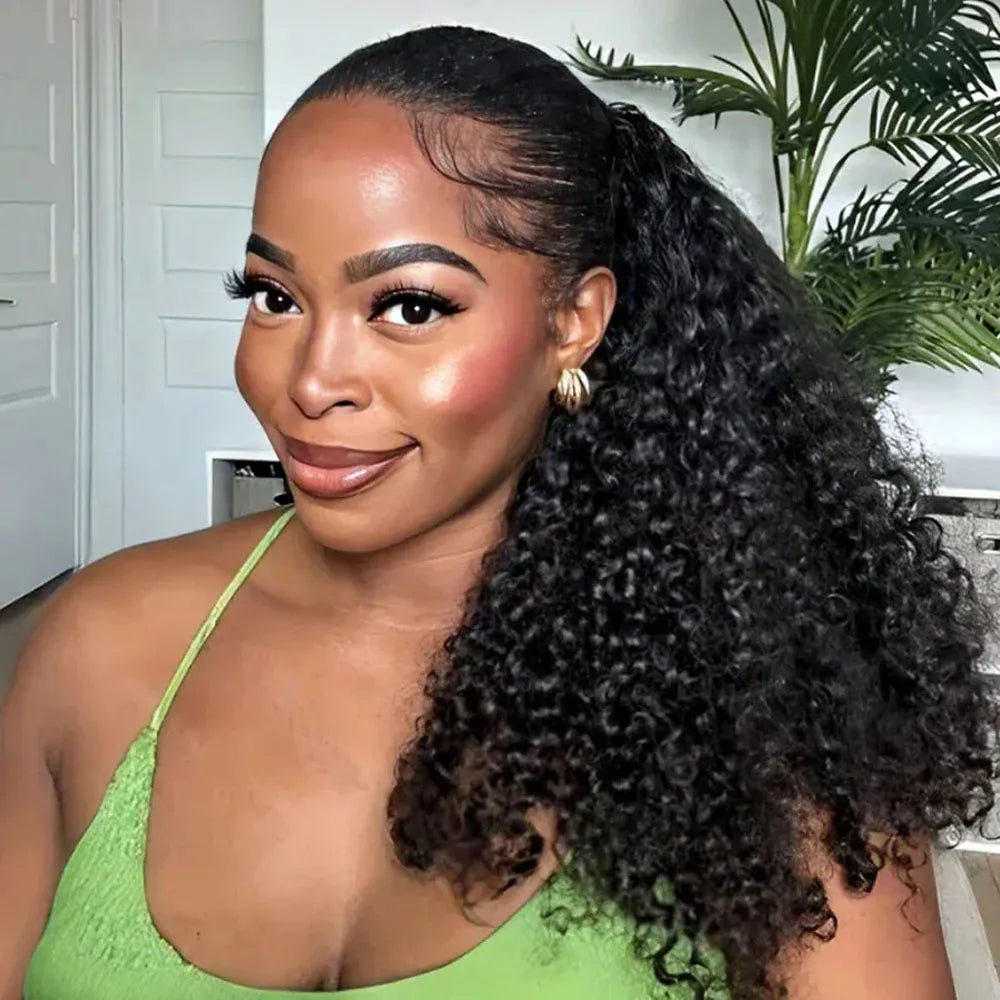 140g Burmese curly 100% human hair drawstring ponytail extension by HSF Marketplace
