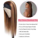 4/27 highlight ombre straight human hair headband wig, glueless Brazilian virgin hair, 150% density