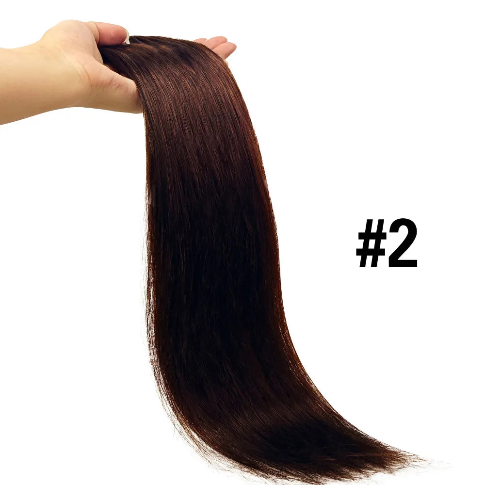 Brown straight Brazilian human hair clip-in extensions, full head seamless unprocessed hair wefts