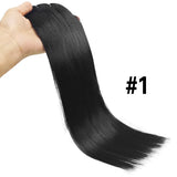 Brown Brazilian human hair clip-in extensions, seamless straight unprocessed full-head set by HSF Marketplace