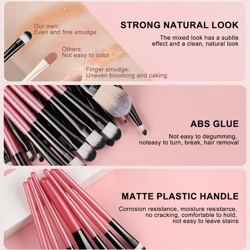 HSF Marketplace premium synthetic makeup brushes set with kabuki, foundation, concealer, powder, blush, and eye brushes