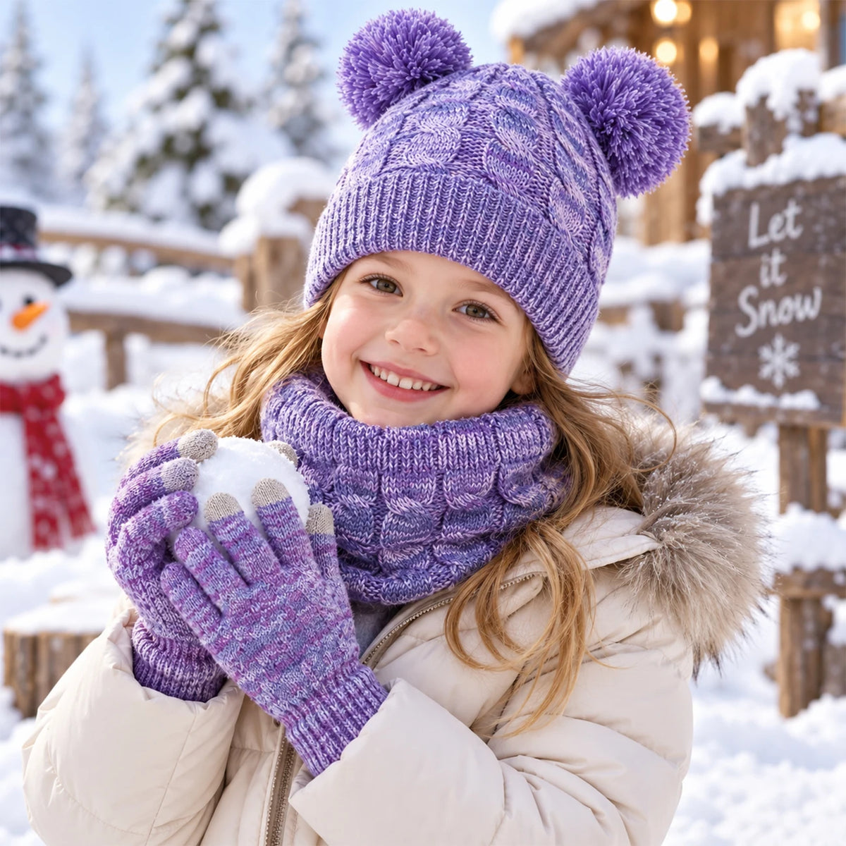 Kids winter set with warm cotton beanie, scarf, and gloves by HSF Marketplace