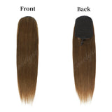 14-18 inch straight Brazilian human hair drawstring ponytail extension with clip-in attachment