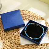 1PC Stainless Steel Fossil Obsidian Tiger's Eye Turquoise Pearl Beaded Bracelet for Men Women Natural Gemstone Stackable Healing Body Jewelry Daily Wear Meditation Party Holiday Best Friend Birthday Anniversary Gift Fashion A