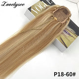 14-18 inch short straight drawstring ponytail clip-in extension made with 100% Brazilian human hair