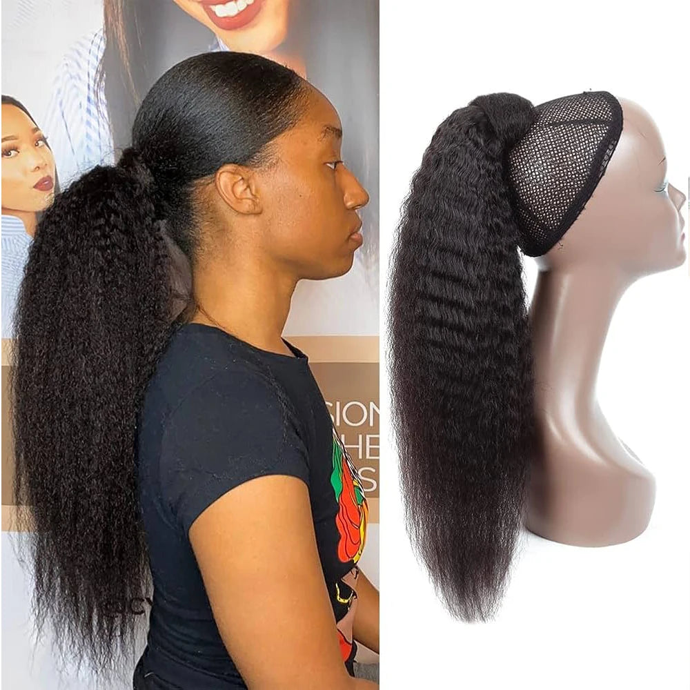 Kinky Straight Ponytail Drawstring Human Hair Extensions Vietnamese Raw 100% Human Hair Clip In For Women Ponytail Natural Hair
