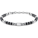 1PC Stainless Steel Fossil Obsidian Tiger's Eye Turquoise Pearl Beaded Bracelet for Men Women Natural Gemstone Stackable Healing Body Jewelry Daily Wear Meditation Party Holiday Best Friend Birthday Anniversary Gift Fashion A