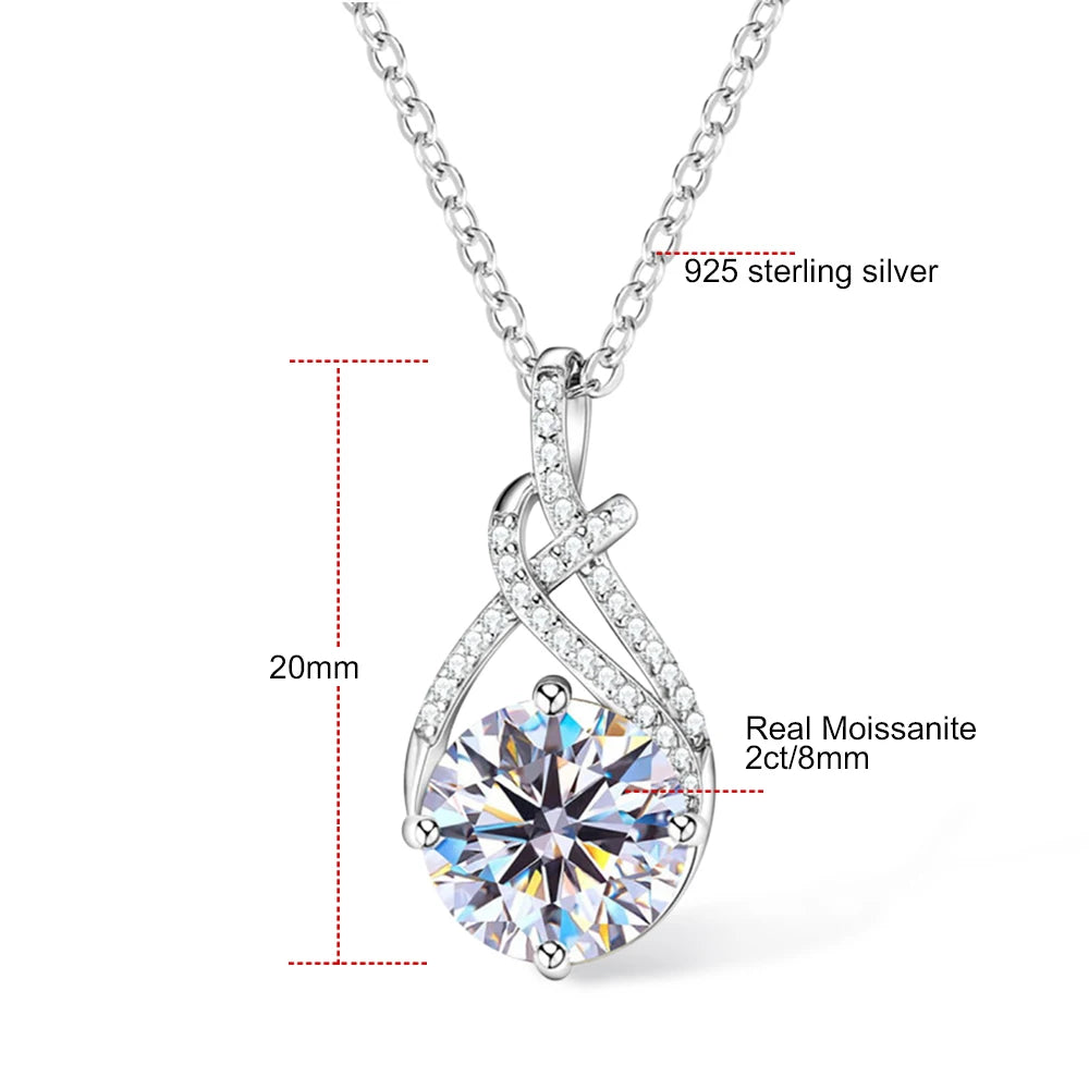 Brilliant 2-3ct moissanite pendant necklace in 925 sterling silver plated with 14k gold, elegant jewelry for women.