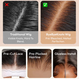UNICE 200% Density Layered Cut Left Side Part Wavy Wig With Secure Silicone Strips & Drawstring Pre Cut 7x5 Lace Glueless Wig
