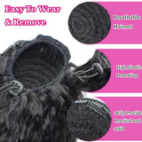 140G Burmese curly 100% human hair drawstring ponytail extensions with clip-in attachment, natural curls