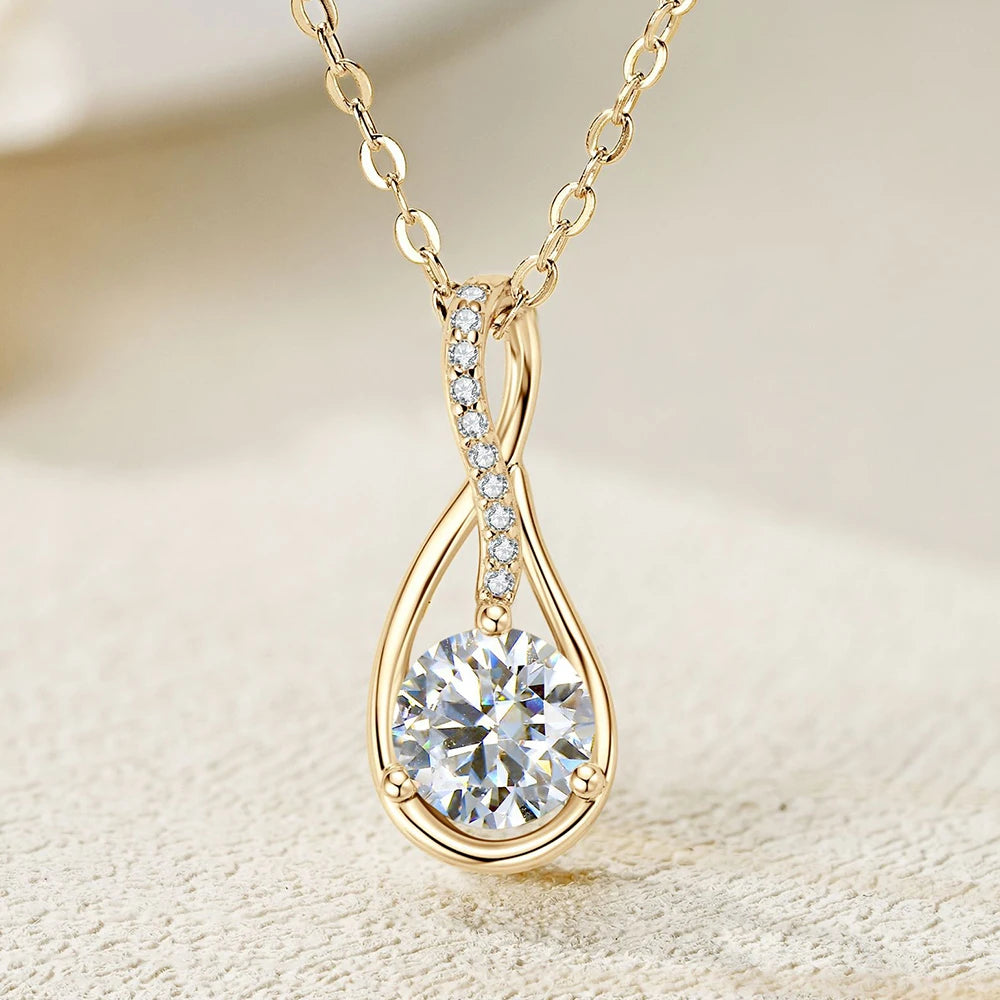 Brilliant 2-3CT moissanite pendant necklace in sterling silver with 14k gold plating, elegant jewelry for women and female accessories
