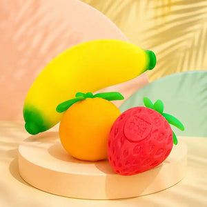 Schylling NeeDoh Fruit Squishy Fidget Toy, Strawberry Banana Orange Sensory Stress Relief Squeeze
