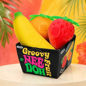 Schylling NeeDoh Fruit Squishy Fidget Toy, Strawberry Banana Orange Sensory Stress Relief Squeeze