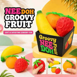 Schylling NeeDoh Fruit Squishy Fidget Toy, Strawberry Banana Orange Sensory Stress Relief Squeeze