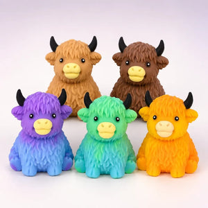 Scottish Highland Cow Squishy Fidget Toy, Soft Slow Rising Sensory Stress Relief Squeeze