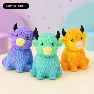 Scottish Highland Cow Squishy Fidget Toy, Soft Slow Rising Sensory Stress Relief Squeeze