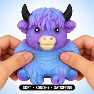 Scottish Highland Cow Squishy Fidget Toy, Soft Slow Rising Sensory Stress Relief Squeeze
