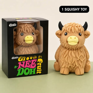 Scottish Highland Cow Squishy Fidget Toy, Soft Slow Rising Sensory Stress Relief Squeeze
