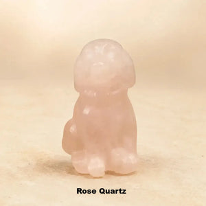 Crystal Stone Dog Figurine, 1.5 Inch Hand-Carved Natural Stone Crystal Puppy Decor