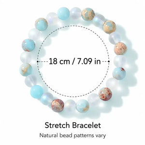 Aura Quartz & Ocean Sediment Gemstone Bead Bracelet, Unisex Crystal Stretch Jewelry