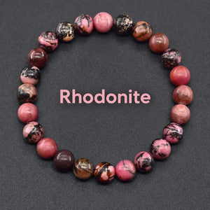 Natural Crystal Stone Bead Bracelet, Gemstone Stretch Jewelry for Women and Men 1