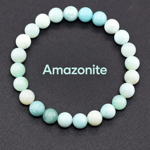 Natural Crystal Stone Bead Bracelet, Gemstone Stretch Jewelry for Women and Men 1