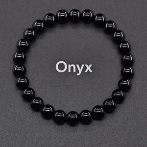 Natural Crystal Stone Bead Bracelet, Gemstone Stretch Jewelry for Women and Men 1