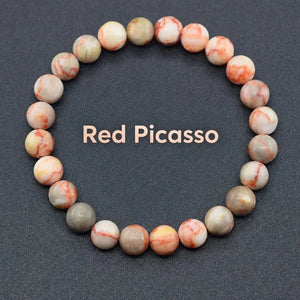 Natural Crystal Stone Bead Bracelet, Gemstone Stretch Jewelry for Women and Men 1