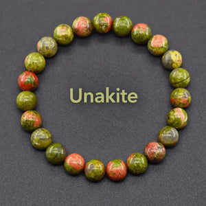 Natural Crystal Stone Bead Bracelet, Gemstone Stretch Jewelry for Women and Men 1
