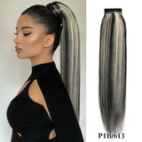 Brazilian Remy human hair clip-in ponytail extension, thick straight wrap-around hairpiece by HSF Marketplace