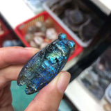 Natural Quartz Carvings Labradorite Owl Cicada Animal Crystals Healing Stones For Spiritual Decor