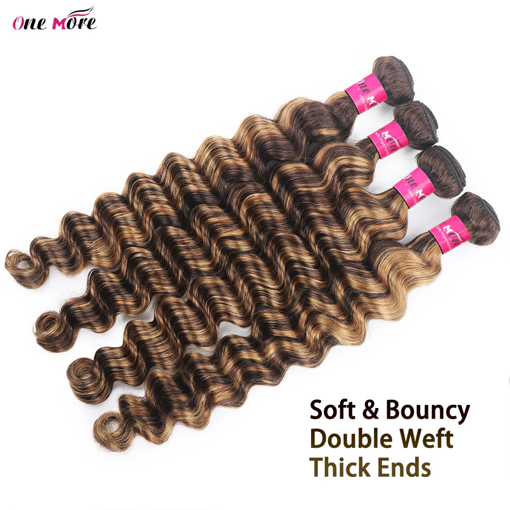 Highlight 4/27 Loose Deep Wave Human Hair Bundles With Closure Deep Wave Hair Extensions Brazilian Hair Bundles 100% Human Hair