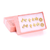 Vintage stud earrings set for women, 6 pairs in gold and silver tones by HSF Marketplace
