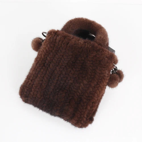 Elegant genuine mink fur handbag with cross-body and top-handle options, designed for ladies by HSF Marketplace.