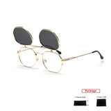 Mimiyou polarized polygon flip-up sunglasses for women and men, vintage punk style with UV400 protection and bold frame design.