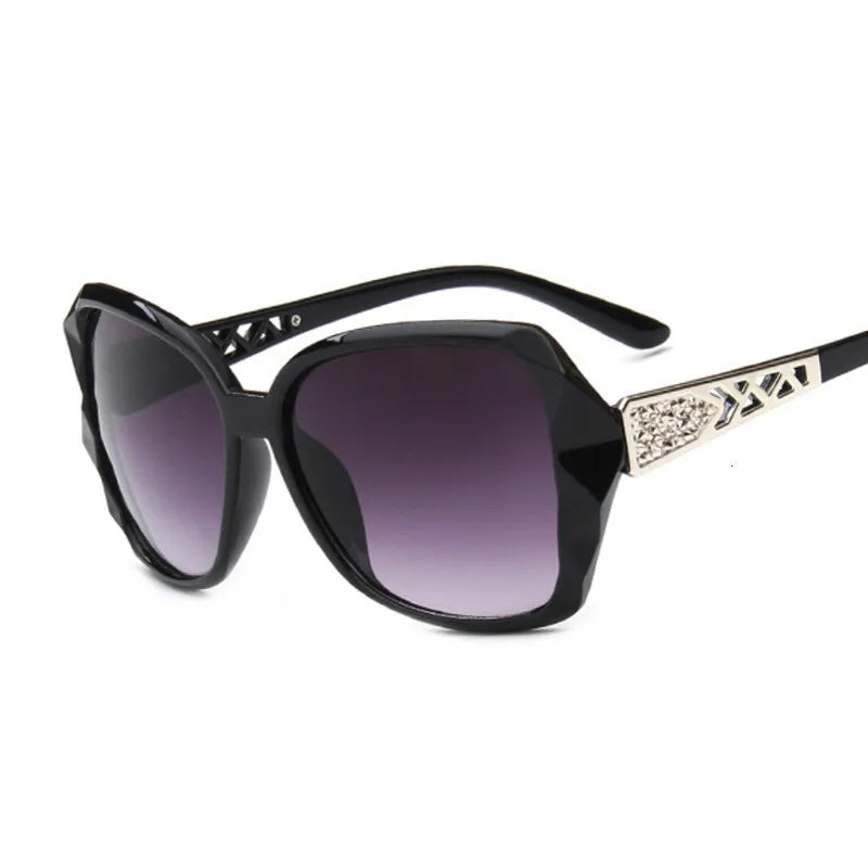 Women's fashion square purple sunglasses with large mirrored lenses and luxury-style frames