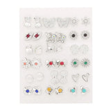 HSF Marketplace multicolor cartoon star and moon hypoallergenic plastic stud earrings set, 36 pairs for women and girls