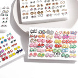 HSF Marketplace multicolor cartoon star and moon hypoallergenic plastic stud earrings set for women and girls