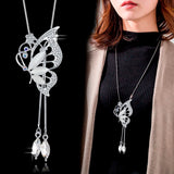 Elegant geometric crystal pendant necklace for women, featuring a pearl choker design, stylish long jewelry by HSF Marketplace.
