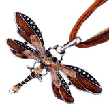 Sumeng New Paragraph Women crystal dragonfly ribbon pendant necklace featuring a casual jewelry design for women, suitable for 2024 gifts.