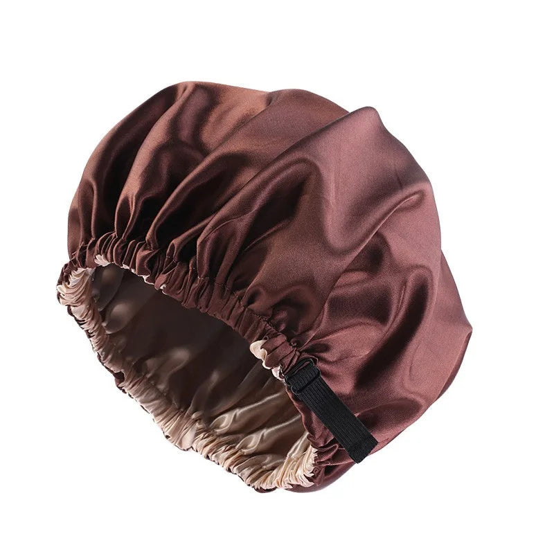 2021 Hot Sale Soft Shower Cap Double Sided Layer Satin Silk Lined Night Cap For Women