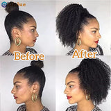 Kinky curly Brazilian human hair drawstring puff ponytail extension clip-in for African American hair