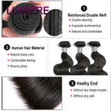 18A Body Wave Bundles With Closure Frontal HD Transparent Brazilian Virgin Raw Human Hair 3/4 Bundles Hair Extension Double Weft