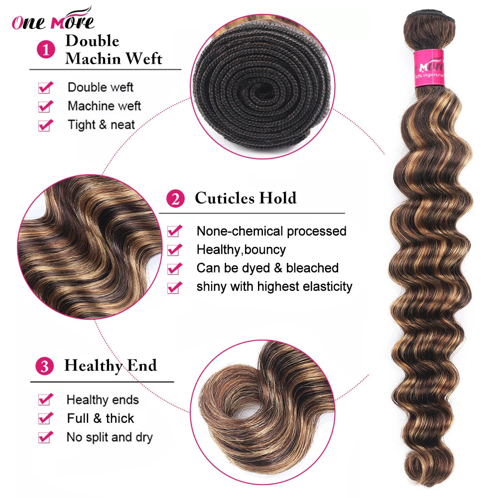 Highlight 4/27 Loose Deep Wave Human Hair Bundles With Closure Deep Wave Hair Extensions Brazilian Hair Bundles 100% Human Hair