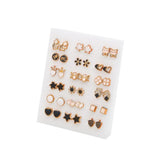 HSF Marketplace multicolor crystal cartoon star and moon hypoallergenic plastic stud earrings set, 36/18 pairs