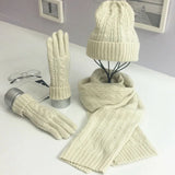 Women's winter warm wool knit hat, scarf and glove set by HSF Marketplace