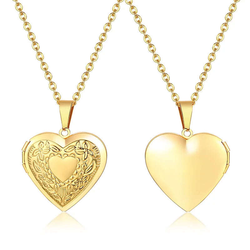 Floral oval heart locket pendant necklace for women by HSF Marketplace, close-up jewelry view
