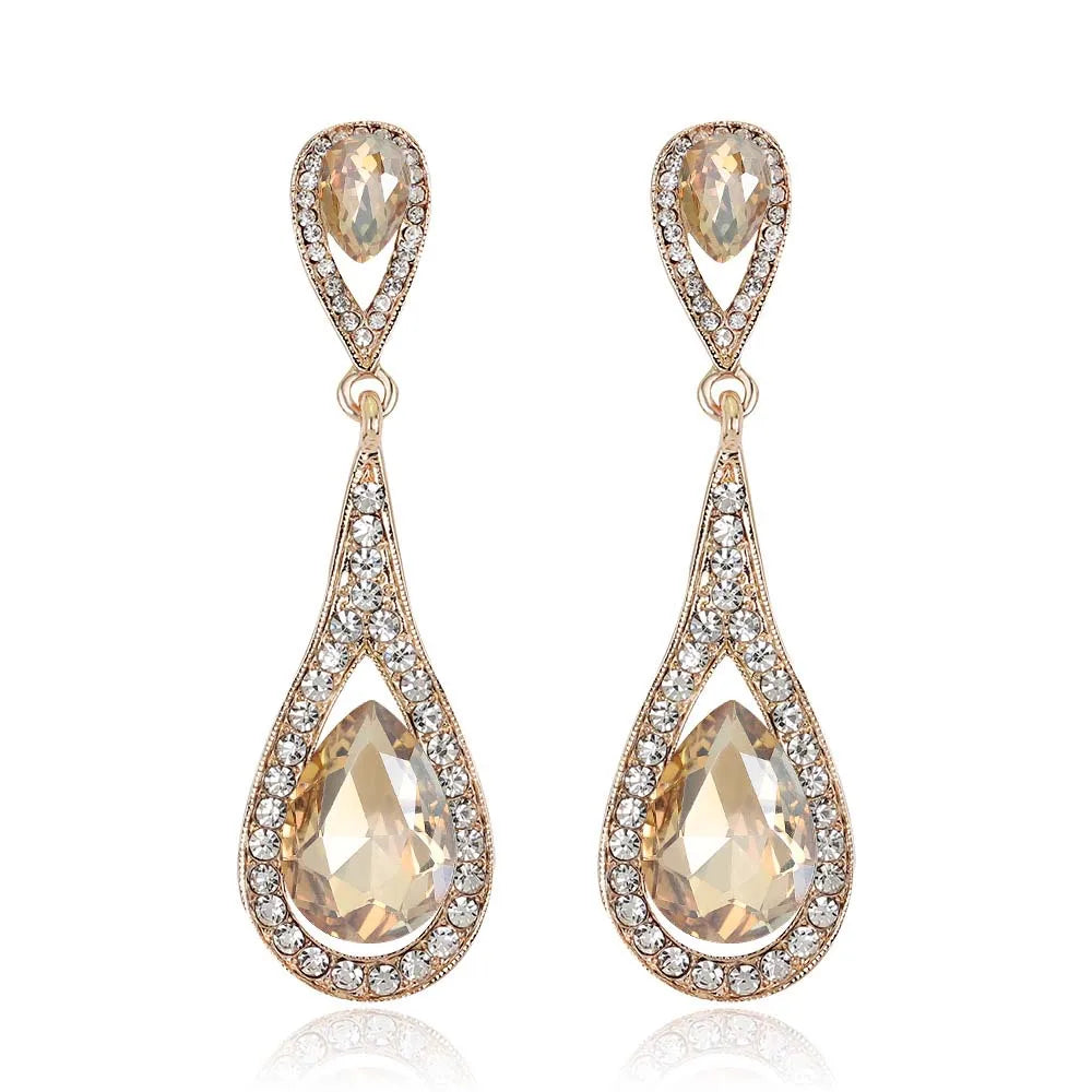 HSF Marketplace champagne crystal drop earrings for elegant wedding looks