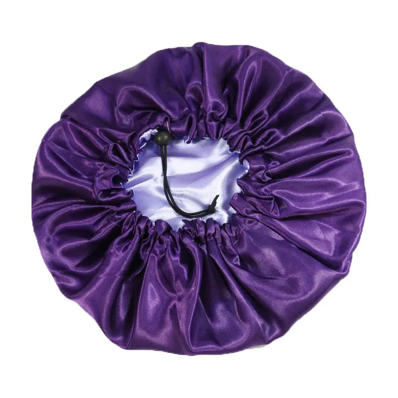 Extra Big Satin Bonnet Double Layer Satin Lined Adjustable Drawstring Silk Sleeping Cap Hair Protection Cap Bonnet For Women